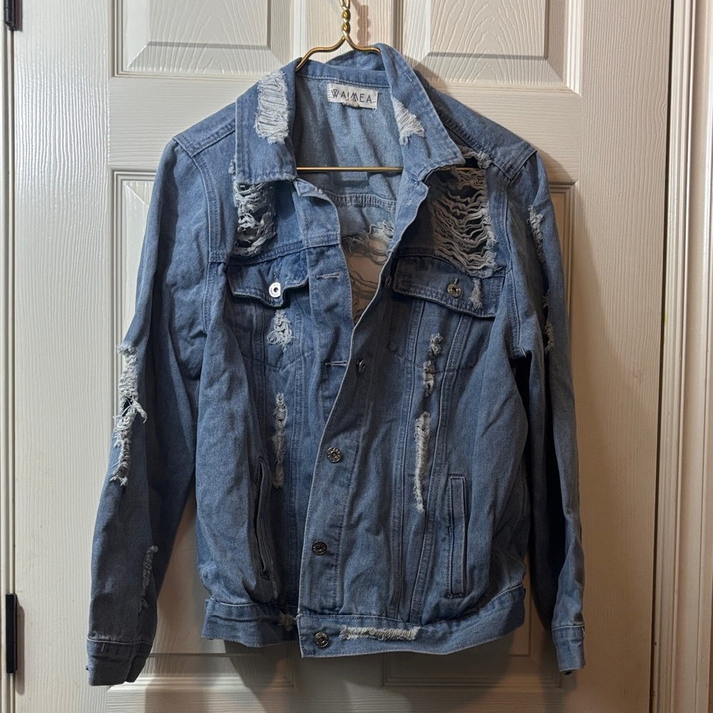 Distressed Blue Denim Jacket Waimea